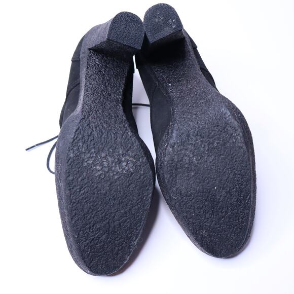 RALPH LAUREN COLLECTION Black Suede Lace-Up Heeled Ankle Boot Women's 9.5B - Picture 4 of 9